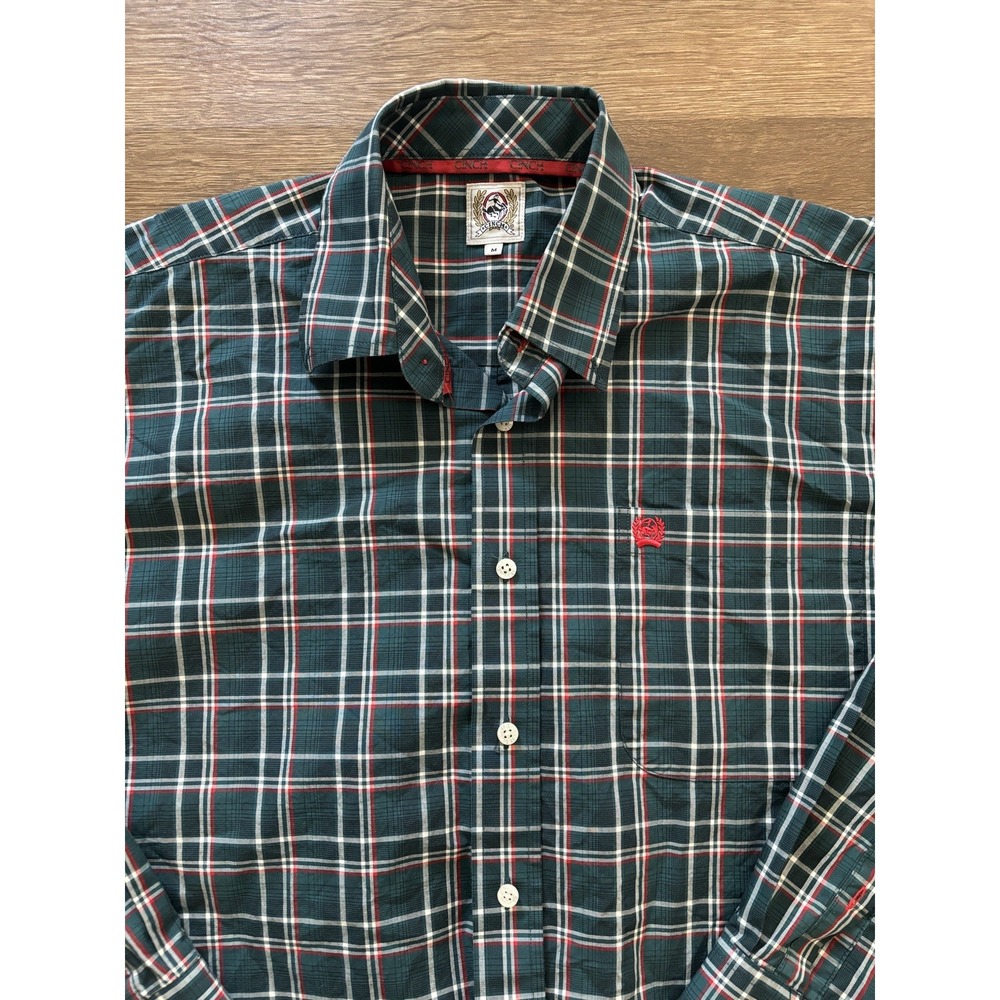 Cinch Shirt‎ Mens Medium Green Red Plaid Button Down Long Sleeve Western Rodeo